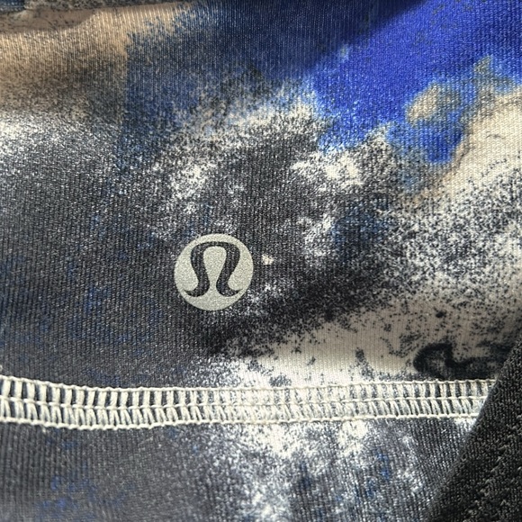 Lululemon athletica No Limits tank. Black tank with blue, black, cream bra. - Picture 3 of 4